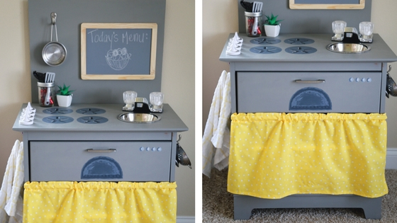 diy kitchen, diy toy kitchen, toy kitchen, furniture remodel, repurposing old furniture, toy kitchen, nightstand kitchen