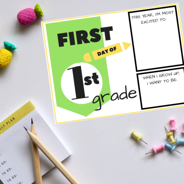 first day of school printables, school, first day of school, 3k, 4k, 5k, 1st grade, 2nd grade, 3rd grade, 4th grade, 5th grade, 6th grade, 7th grade, 8th grade, 9th grade, 10th grade, 11th grade, 12th grade, printable, free printable, family tradition, scrapbook, last day of school, 1st day of school sign, 1st day of school, 1st day