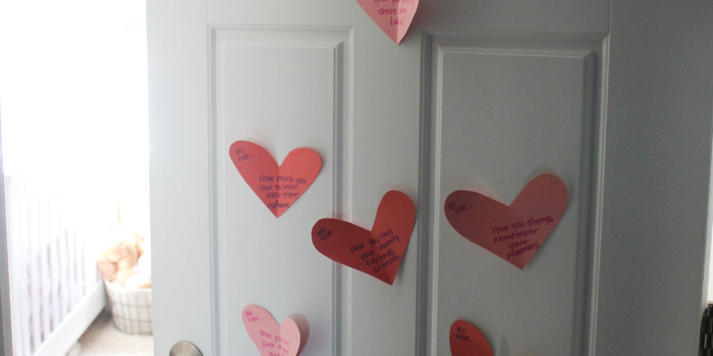 Valentine's Day tradition, hearts on door, the Valentine's Day tradition your child will love, the Valentine's Day tradition every parent must do, fun family traditions, Valentine's Day for kids, Valentine's Day door, Valentine's Day with kids