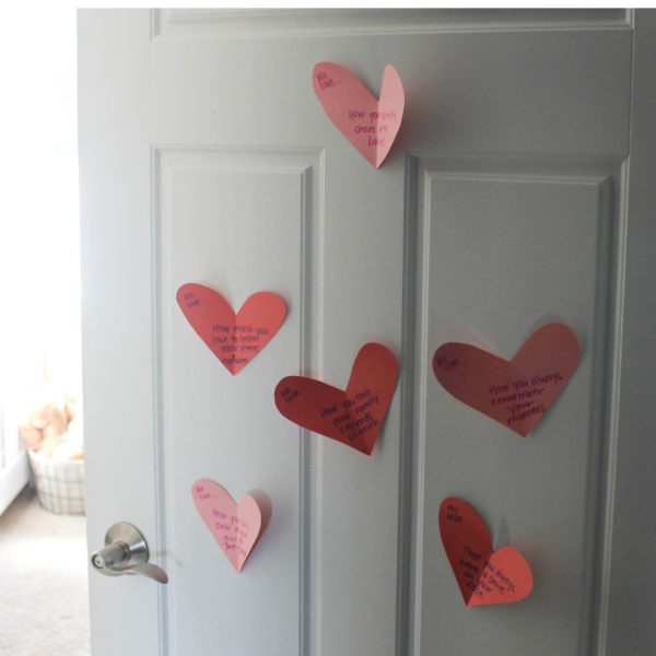 Valentine's Day tradition, hearts on door, the Valentine's Day tradition your child will love, the Valentine's Day tradition every parent must do, fun family traditions, Valentine's Day for kids, Valentine's Day door, Valentine's Day with kids