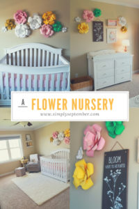 paper flowers nursery, designing a nursery with paper flowers, nursery, decorating nursery, girl's nursery, paper flowers, flower nursery, floral nursery, baby girl, baby, baby girl's nursery, creative nursery