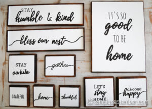 farmhouse wood signs, farmhouse signs and introducing simply september shop, farmhouse signs, farmhouse sign, farmhouse, farmhouse decor, diy farmhouse decor, simply september shop, etsy shop, etsy, wood farmhouse signs, wood signs, it's so good to be home, stay awhile, bless our nest, stay humble & kind, grateful, home, thankful, gather, let's stay home, choose happy