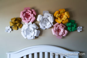 paper flowers nursery, designing a nursery with paper flowers, nursery, decorating nursery, girl's nursery, paper flowers, flower nursery, floral nursery, baby girl, baby, baby girl's nursery, creative nursery