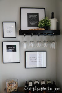 creating a farmhouse inspired wine nook, creating a wine nook, farmhouse inspired, farmhouse decor, wine nook, wine, wine corner, wine bottles, wine glasses, quote decor, sayings decor, DIY art, wine crafts, cork crafts