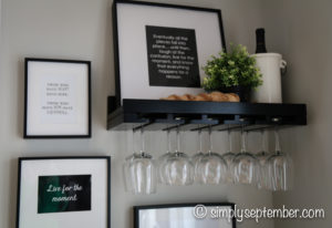 creating a farmhouse inspired wine nook, creating a wine nook, farmhouse inspired, farmhouse decor, wine nook, wine, wine corner, wine bottles, wine glasses, quote decor, sayings decor, DIY art, wine crafts, cork crafts