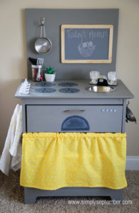 diy kitchen, diy toy kitchen, toy kitchen, furniture remodel, repurposing old furniture, toy kitchen, nightstand kitchen