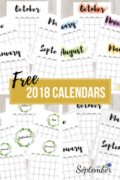 2018 Calendars: FREE Printables! - Simply September