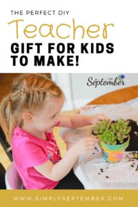 DIY teacher gift, DIY succulent pot, painting pots, garden gift, teacher appreciation gift, teacher gift, end of the school year gift, crafts with kids, kid crafting, kid painting