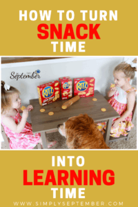 how to turn snack time into learning time, learn with snacks, learn with food, teaching math at home, simply September, RITZ Crackers, Learning with food, teaching with food