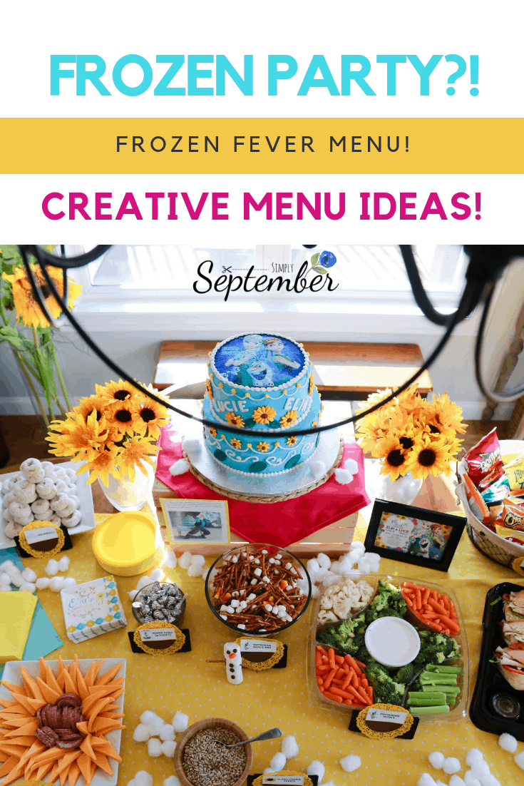 frozen fever party, how to throw a frozen party, Anna and Elsa, frozen menu, frozen party ideas, frozen party favors, frozen fun, frozen costumes, frozen invitations, frozen fever, sunflowers, simply September blog, kids birthday party