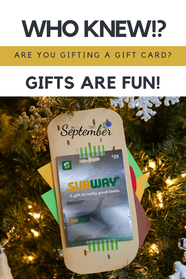 creative ways to gift a gift card, subway, gift card, how to make gift cards fun, fun ways to give a gift card, gift card for Christmas, Walmart, picnic basket, gift cards for Christmas, simply september