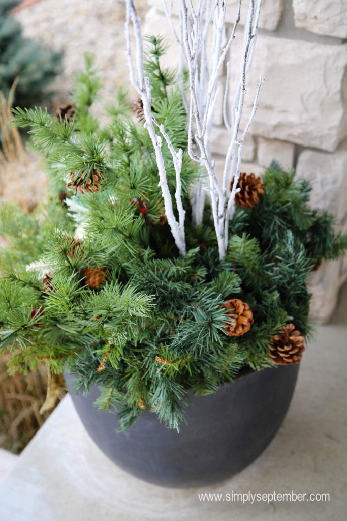 How to DIY Porch Planters for the Holidays - Simply September